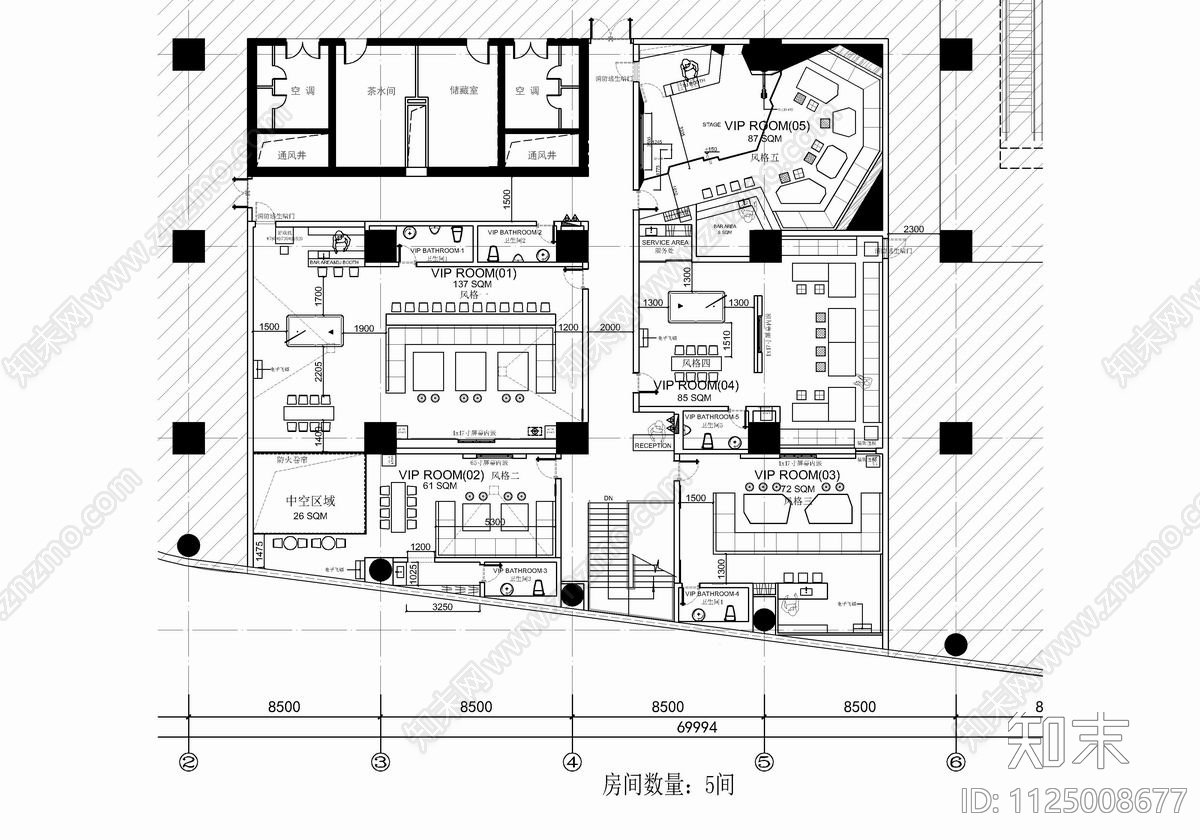 4000㎡KTV娱乐城CAD施工图下载【ID:1125008677】