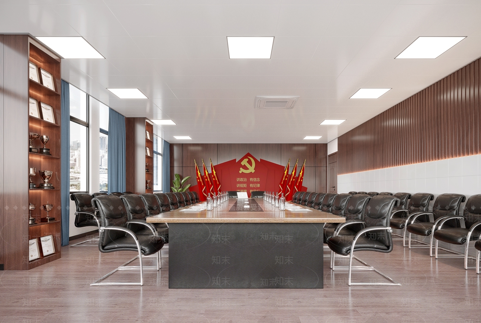 现代党建会议室3D模型下载【ID:1125008760】