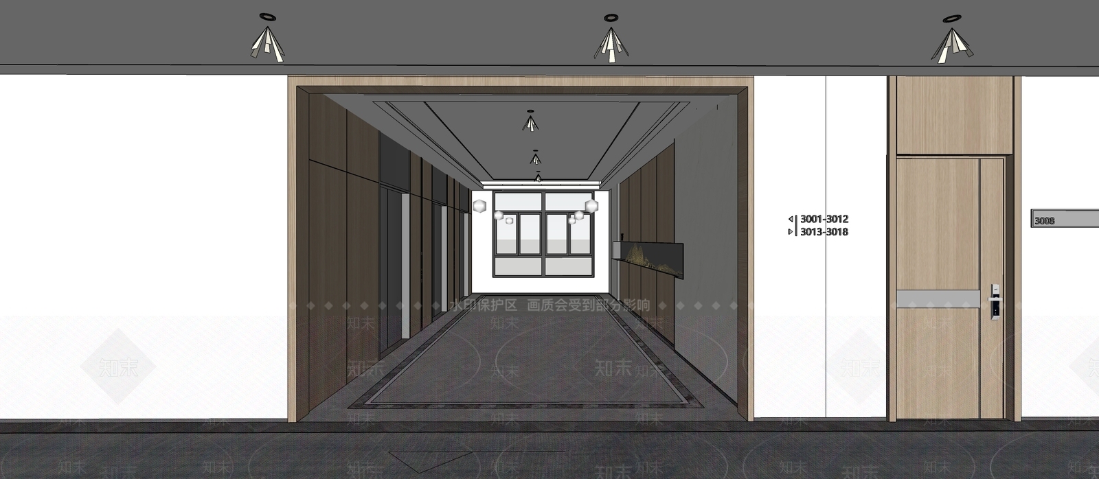 新中式酒店过道SU模型下载【ID:1125010632】