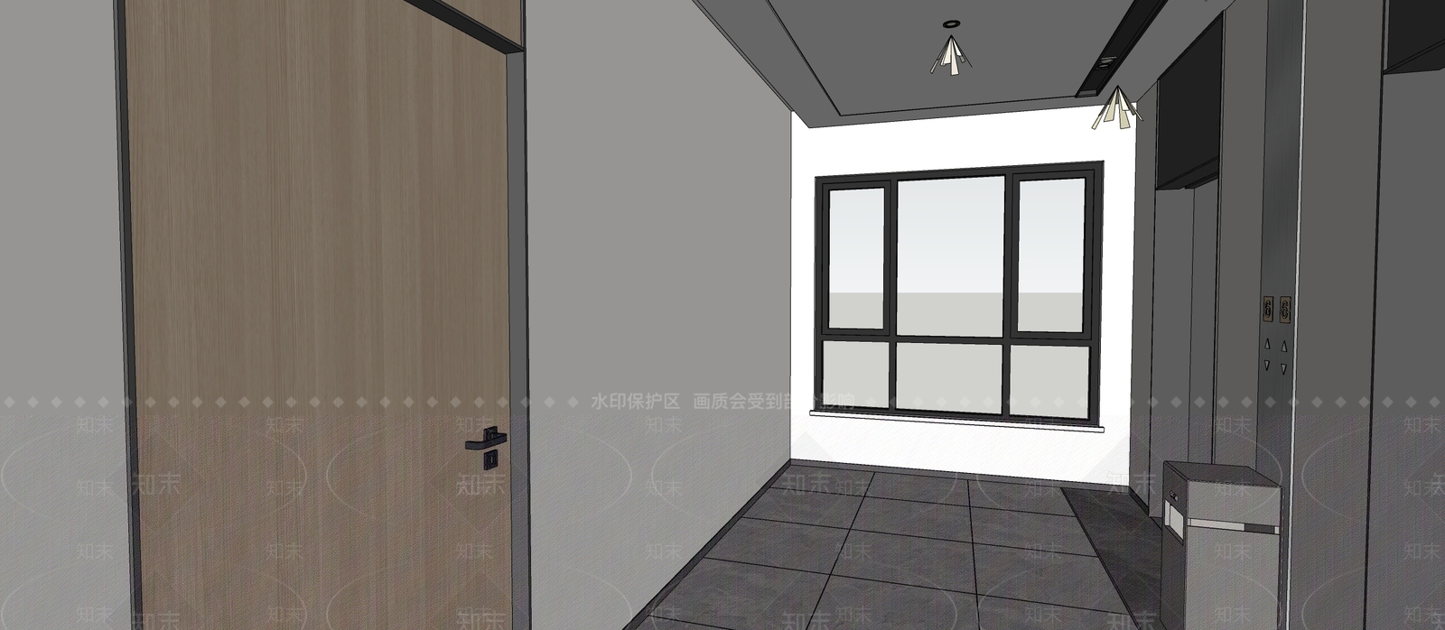 现代电梯厅SU模型下载【ID:1125043815】