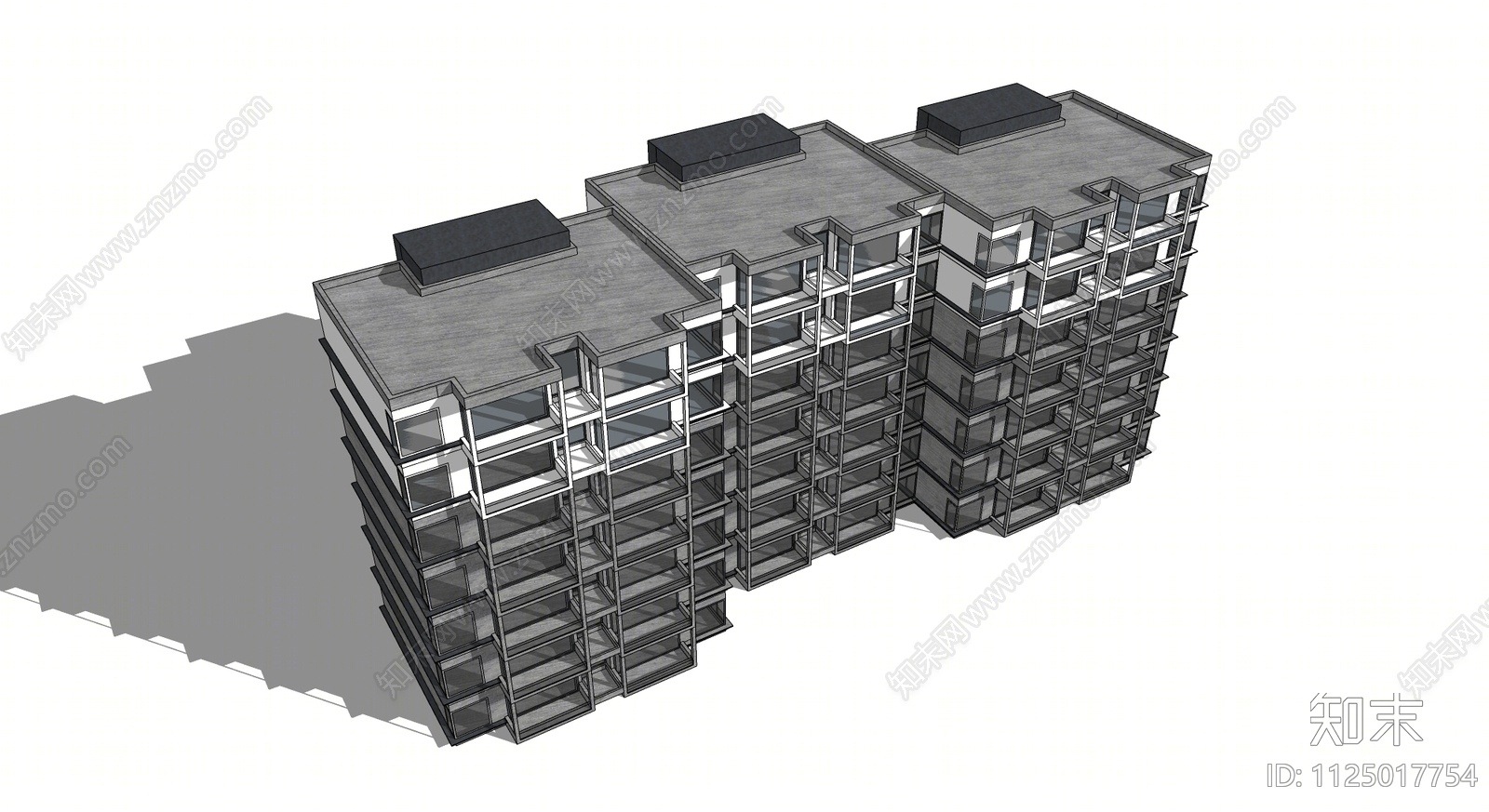 现代多层住宅SU模型下载【ID:1125017754】