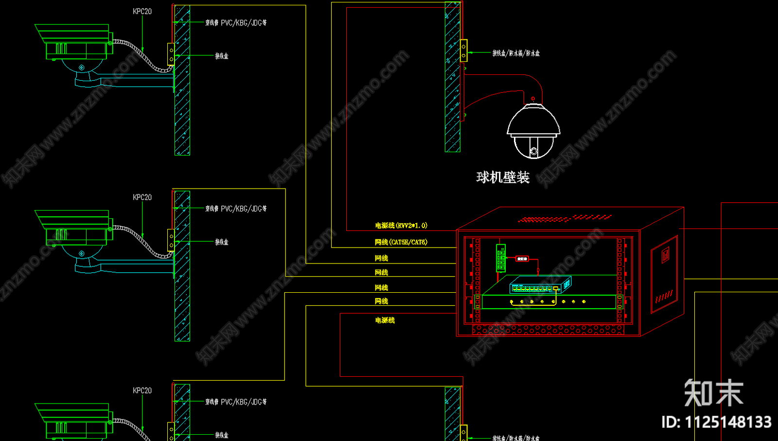 监控系统详细系统图图块施工图下载【ID:1125148133】