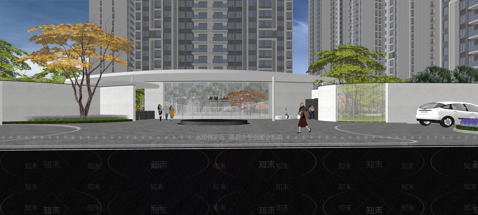龙湖现代小区景观SU模型下载【ID:1125020685】_知末su模型网