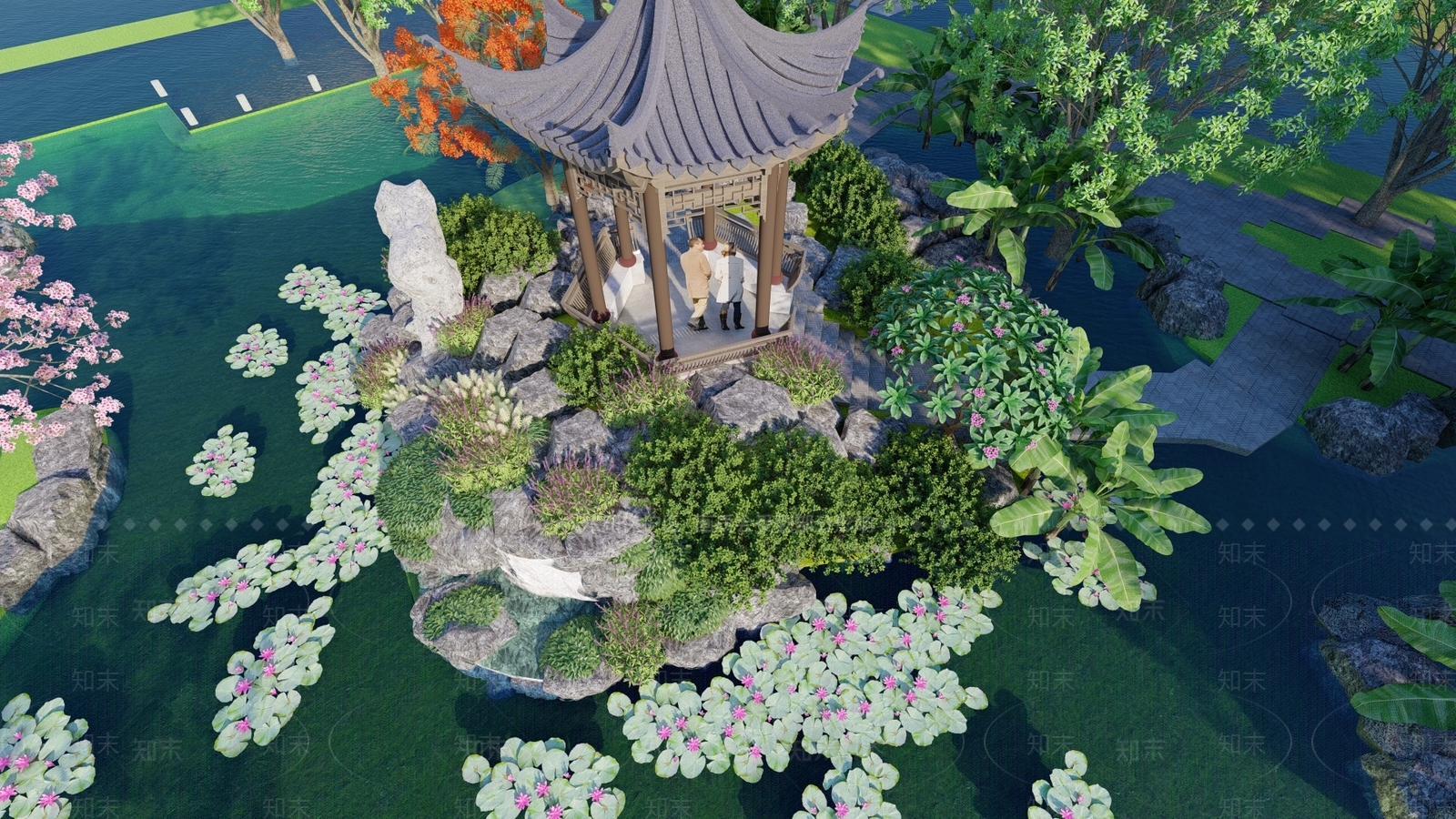 中式亭子SU模型下载【ID:1125022920】