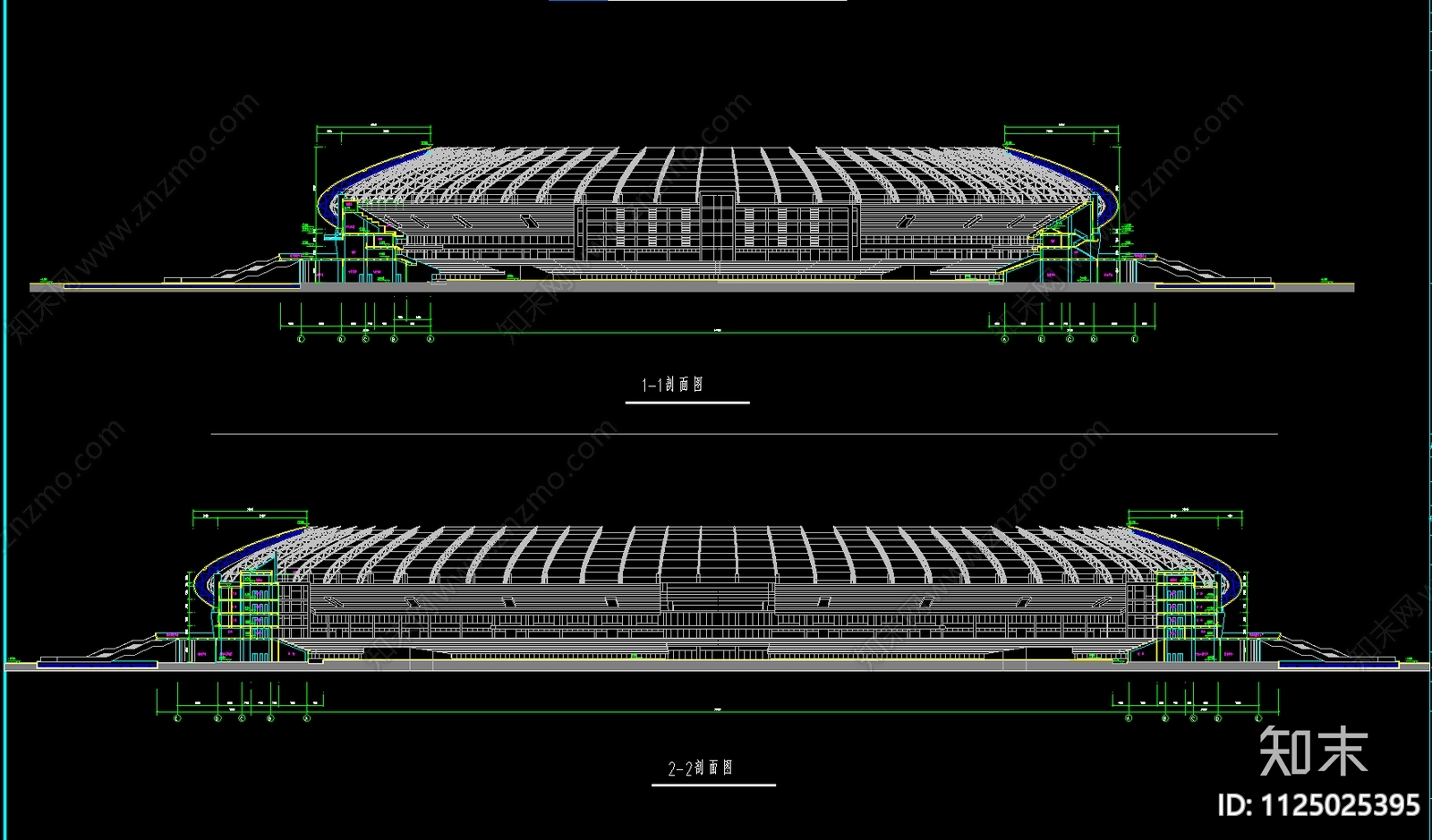 景德镇体育馆建筑图cad施工图下载【ID:1125025395】