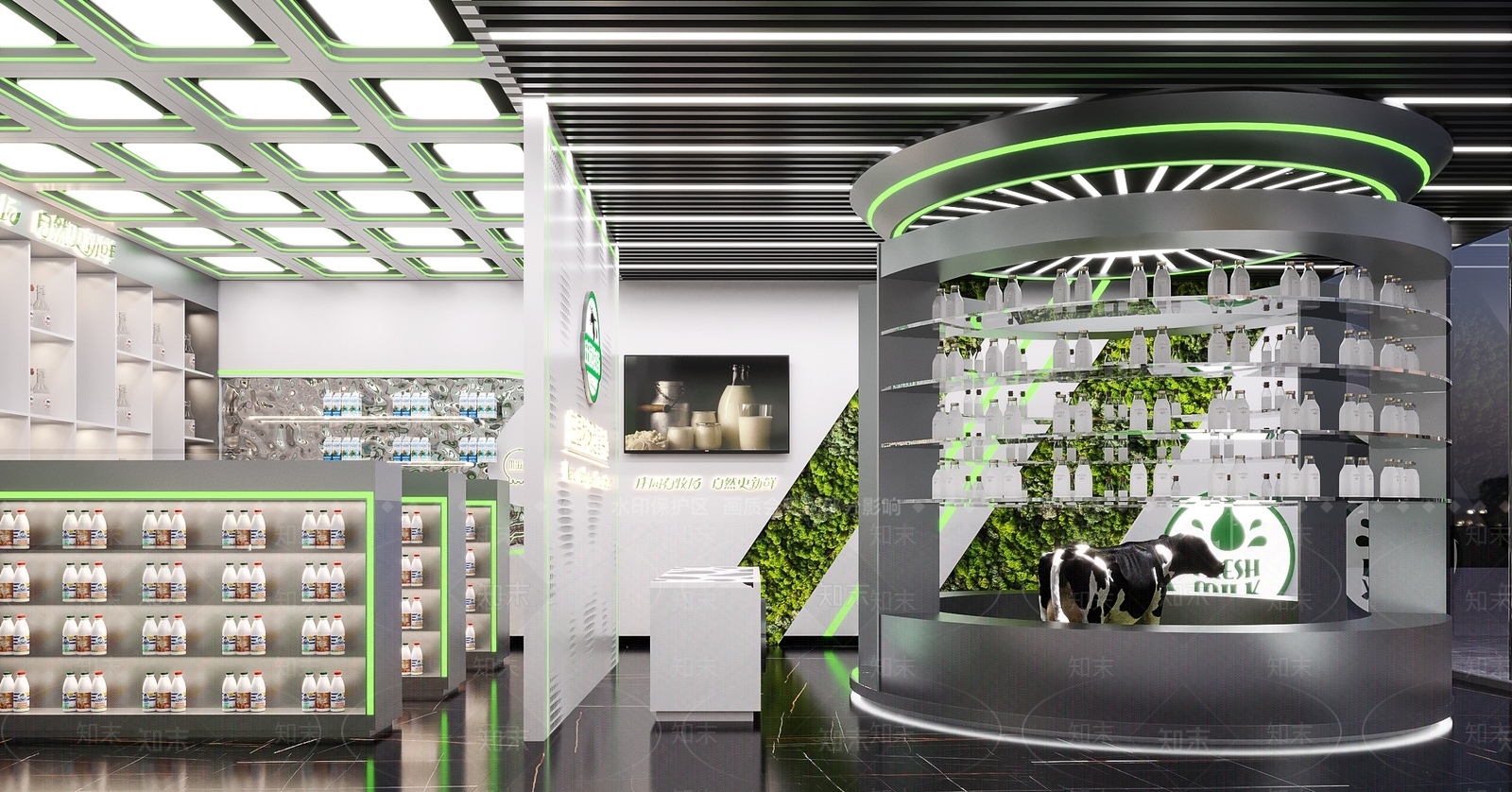 现代牛奶专卖便利店3D模型下载【ID:1125028269】