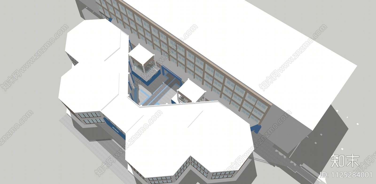 现代图书馆建筑SU模型下载【ID:1125284001】