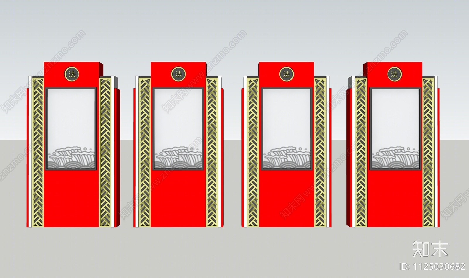 现代法治文化广场宣传栏SU模型下载【ID:1125030682】