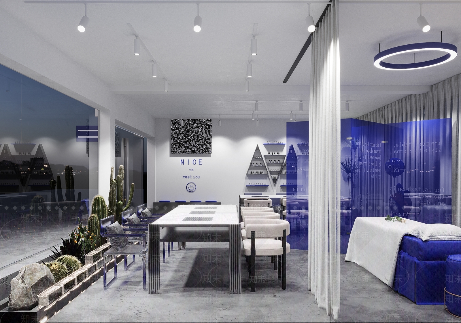 现代克莱因蓝美甲店3D模型下载【ID:1125034745】