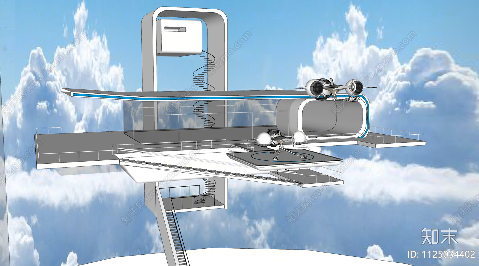 科幻飞行器模型SU模型下载【ID:1125034402】