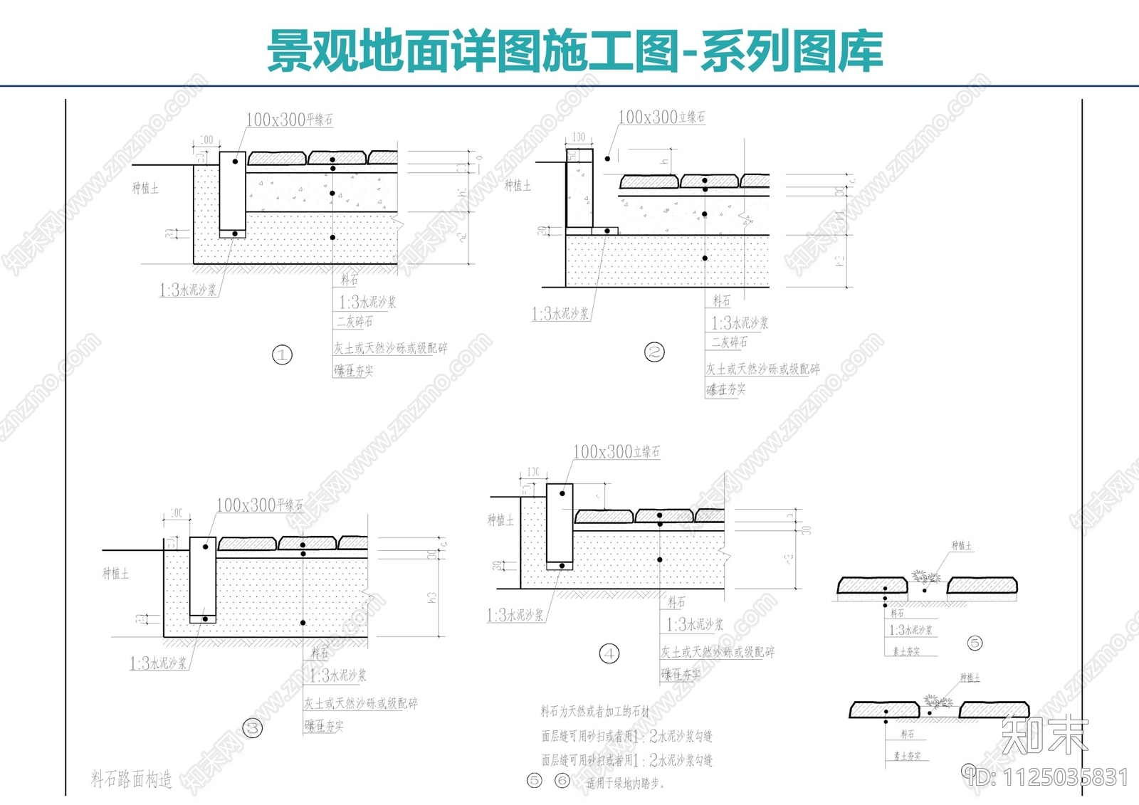 景观地面详图cad施工图下载【ID:1125035831】