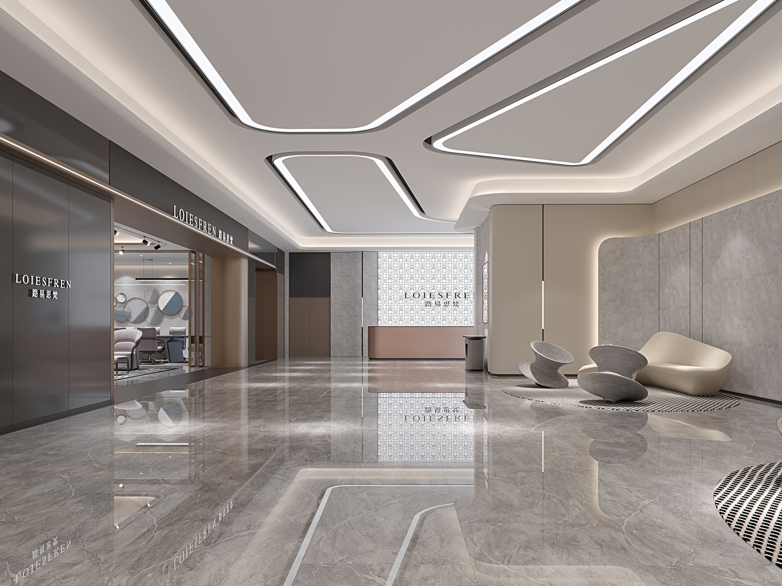 现代办公家具展厅设计3D模型下载【ID:1125036576】_【知末效果图】