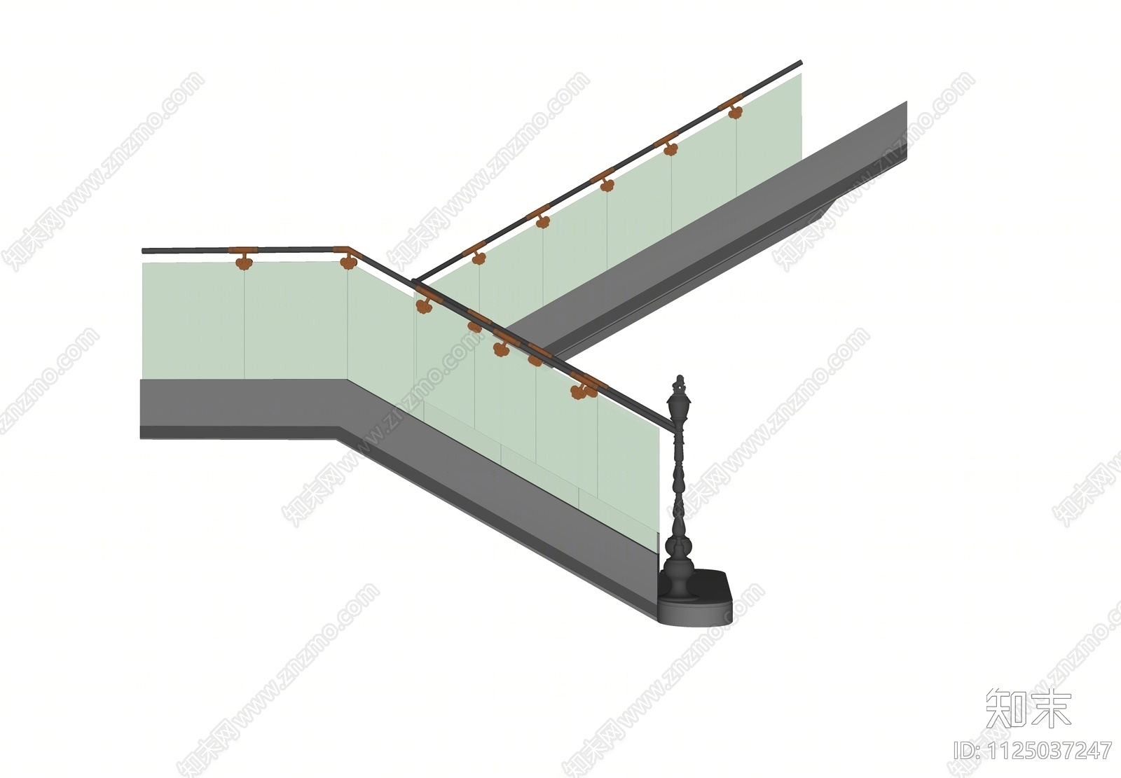 新中式扶手楼梯SU模型下载【ID:1125037247】