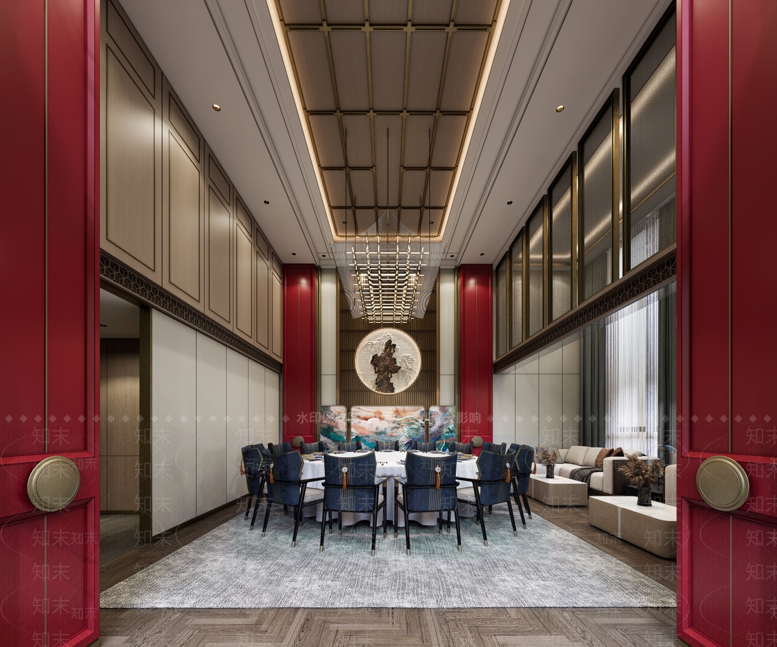 新中式餐饮包厢SU模型下载【ID:1125044661】_知末su模型网