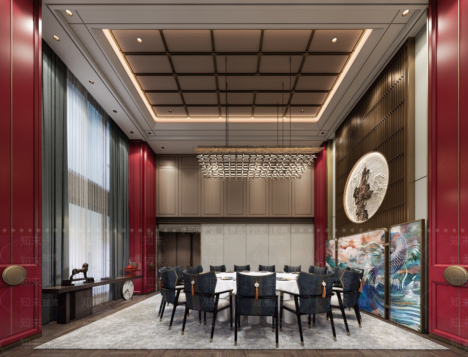 新中式餐饮包厢SU模型下载【ID:1125044661】_知末su模型网