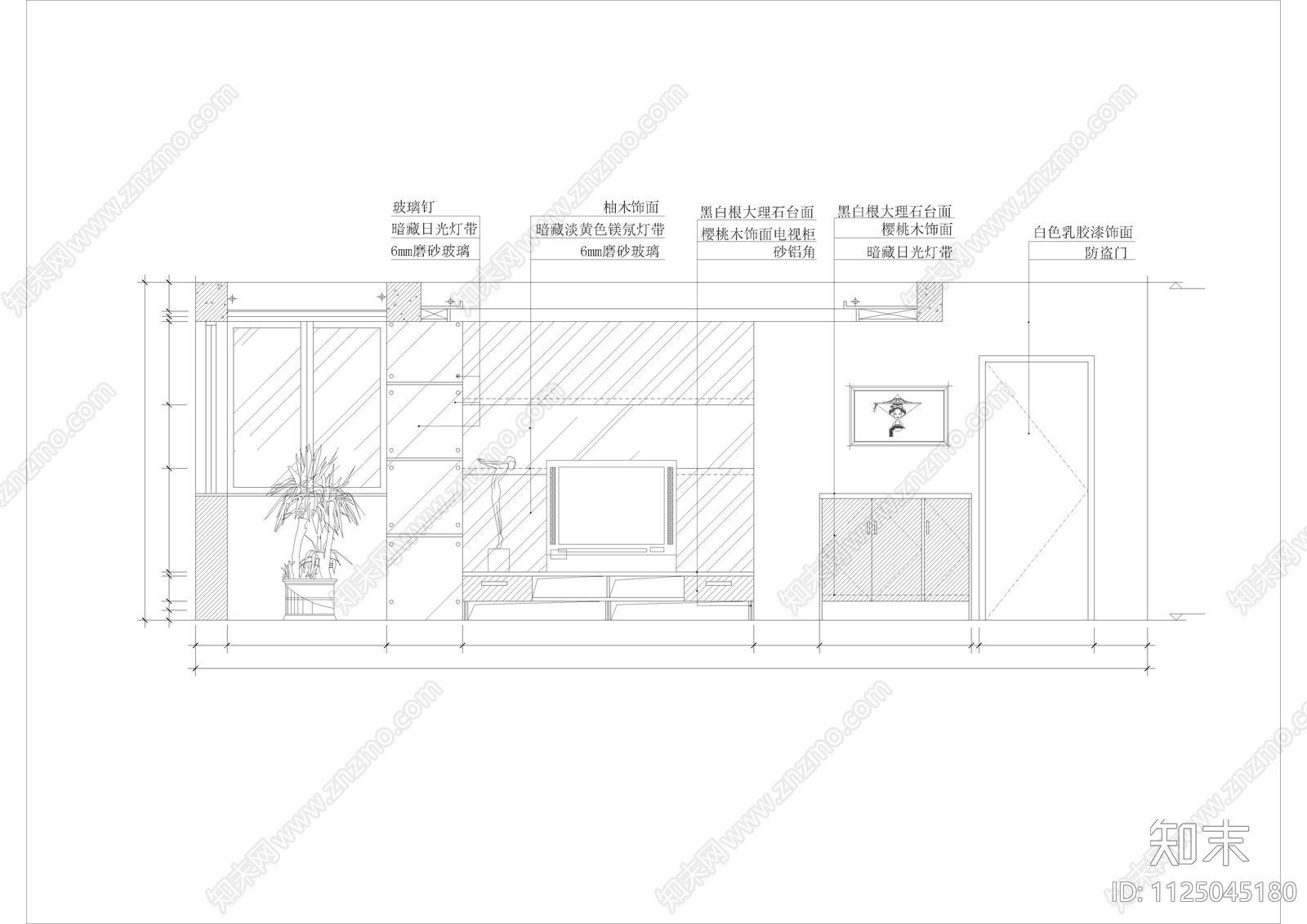 185套客厅装修图集施工图下载【ID:1125045180】