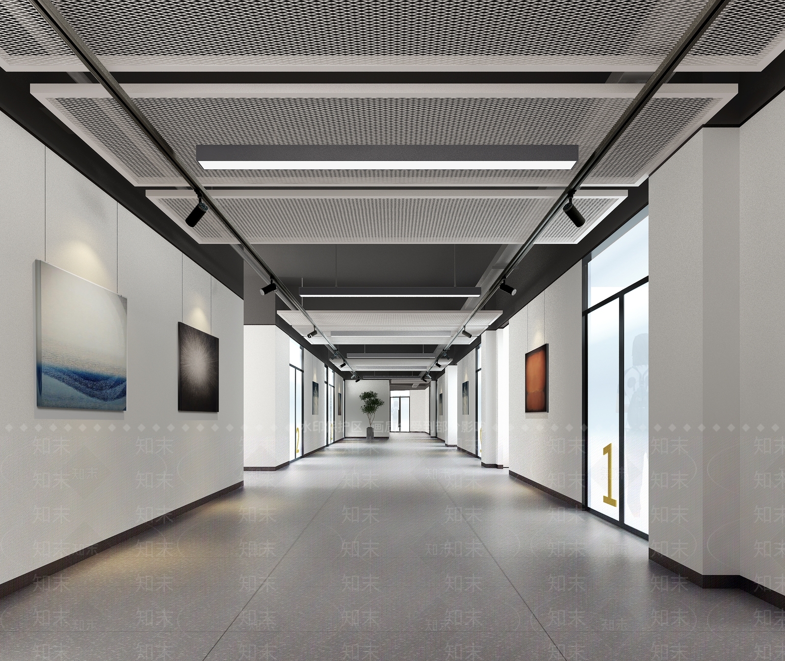 现代艺术培训学校走廊3D模型下载【ID:1125046356】