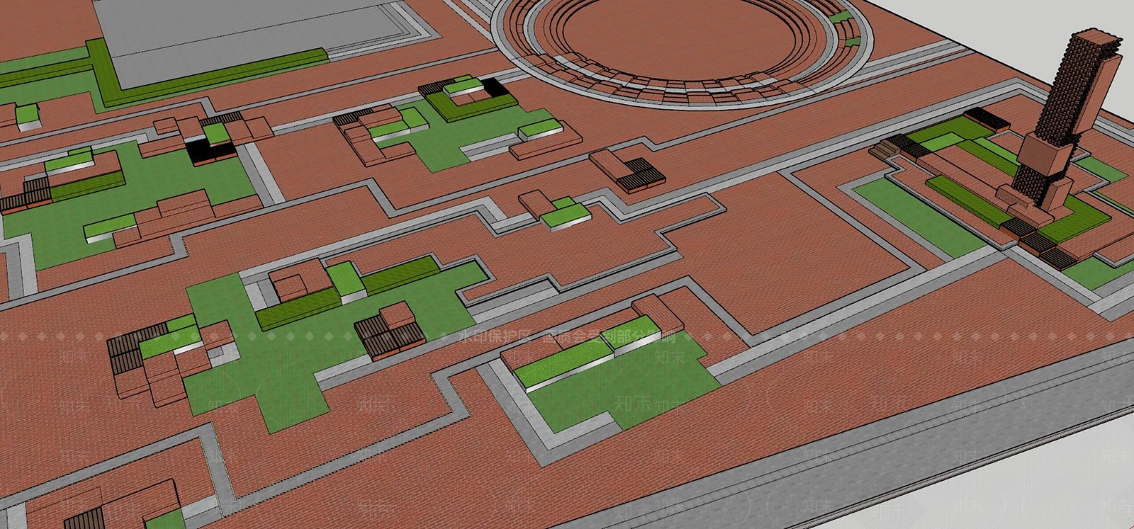 现代广场景观SU模型下载【ID:1125064328】