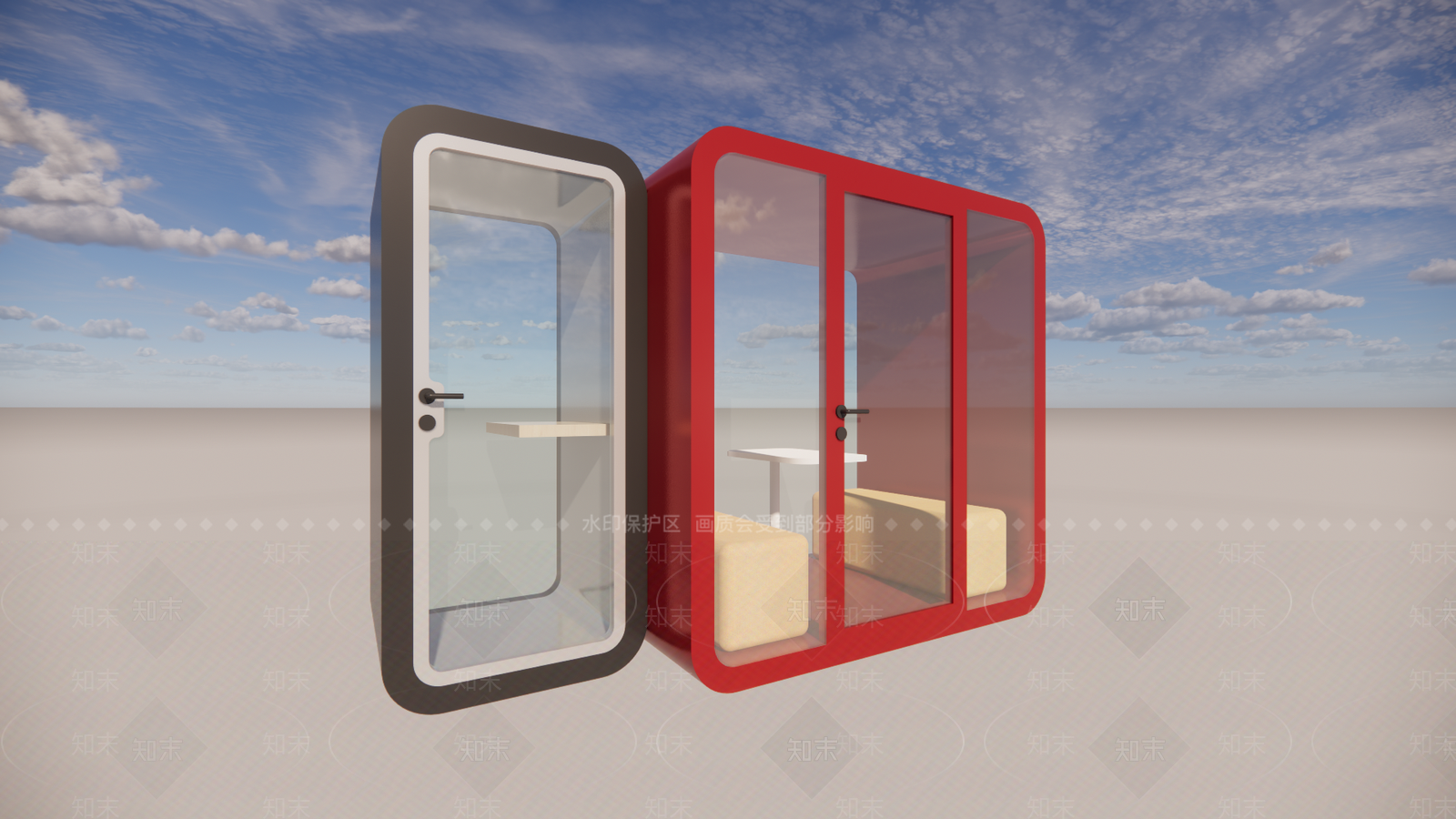 现代电话亭SU模型下载【ID:1135581796】