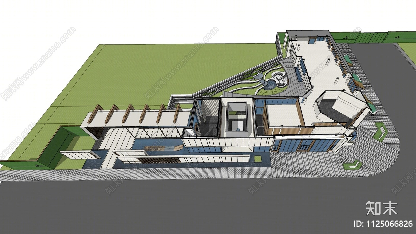 现代示范区景观SU模型下载【ID:1125066826】