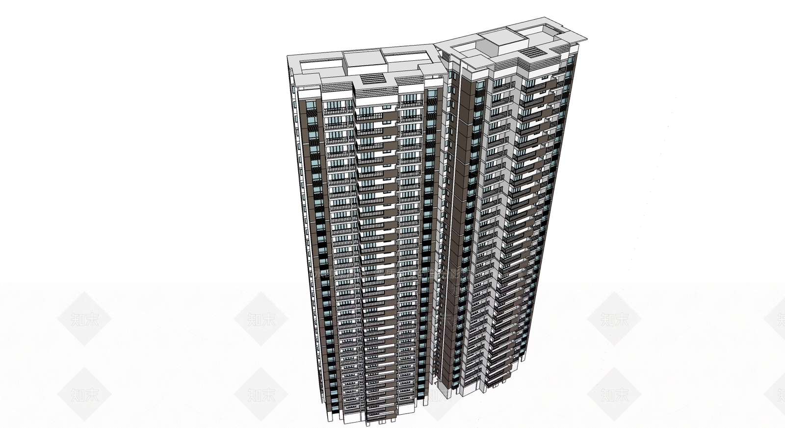 现代高层住宅建筑SU模型下载【ID:1125074165】