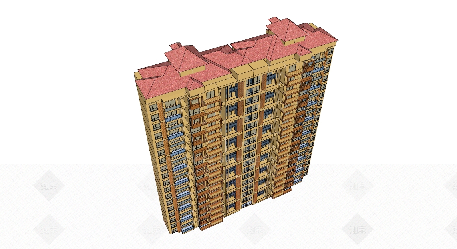 现代高层住宅建筑SU模型下载【ID:1125075032】