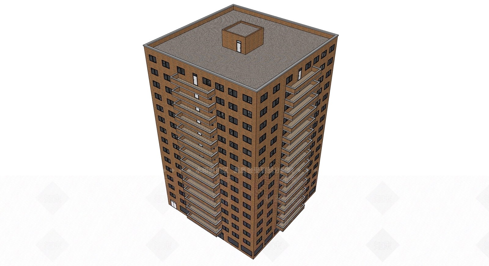 现代高层住宅建筑SU模型下载【ID:1125075583】