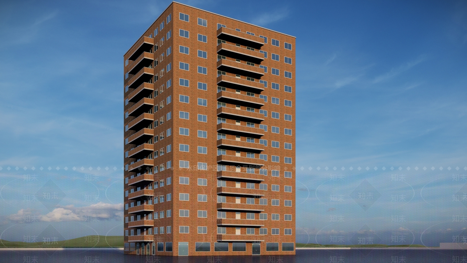 现代高层住宅建筑SU模型下载【ID:1125075583】