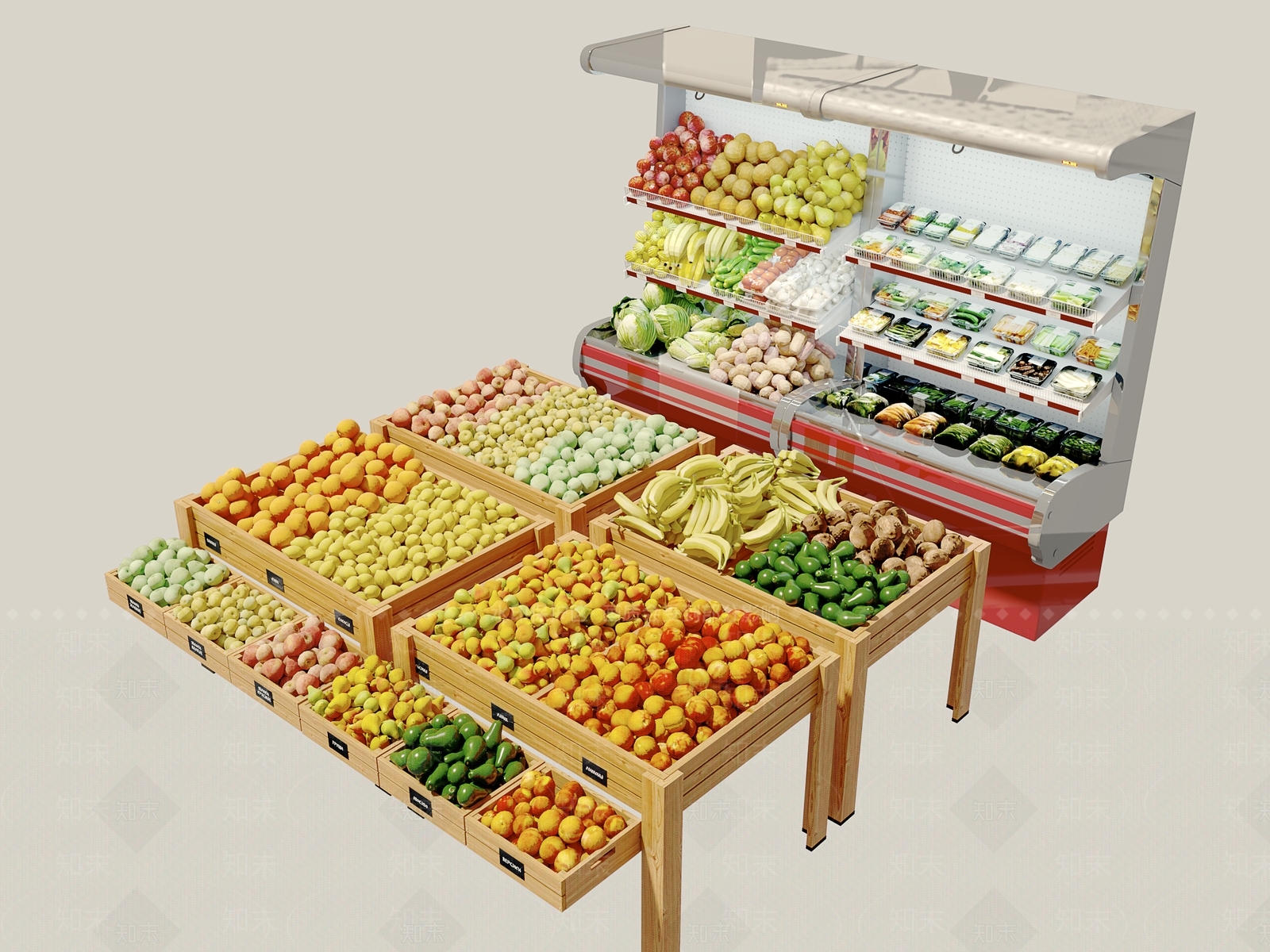 现代水果店货架SU模型下载【ID:1125079959】