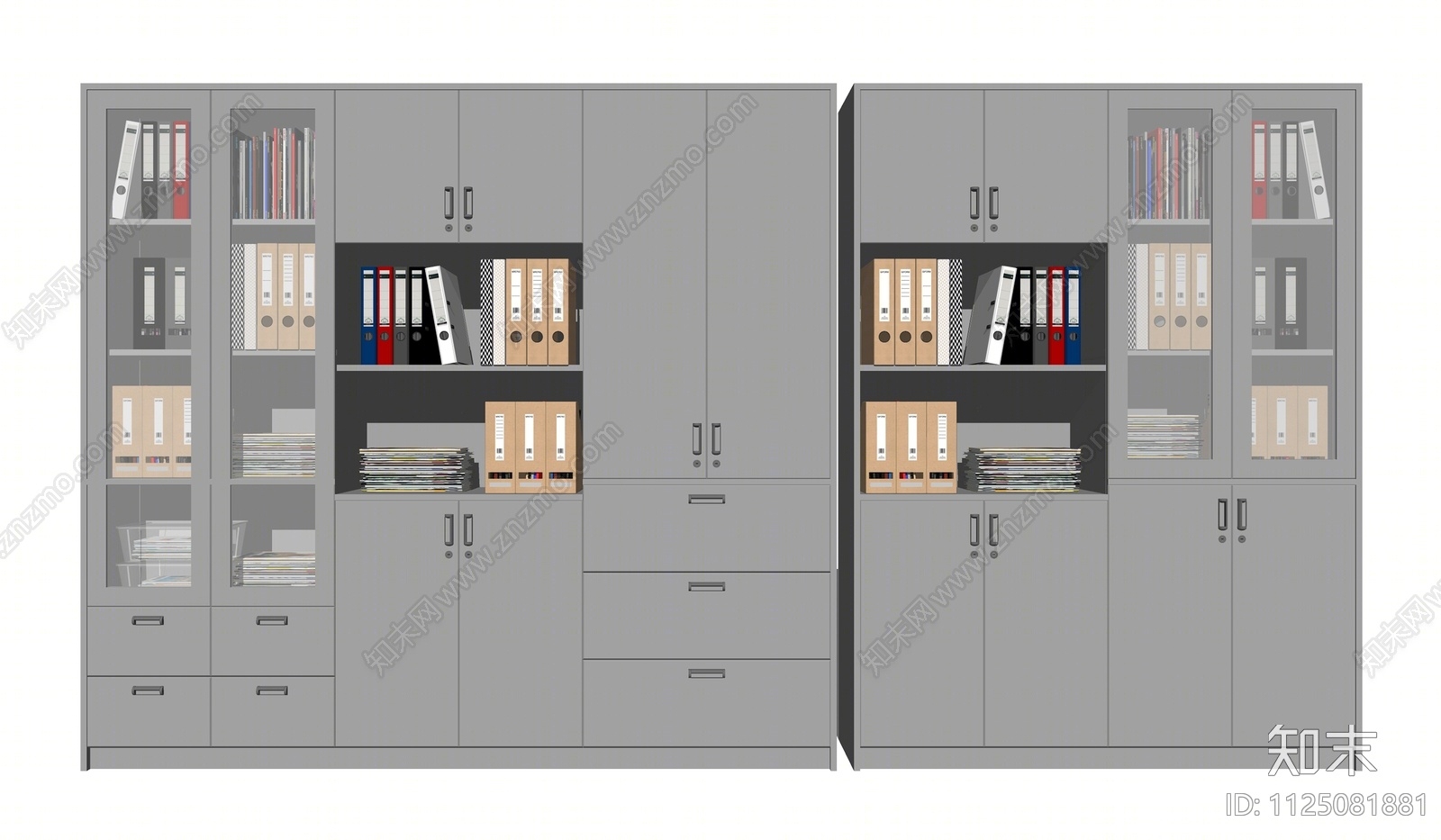 现代办公室文件柜SU模型下载【ID:1125081881】