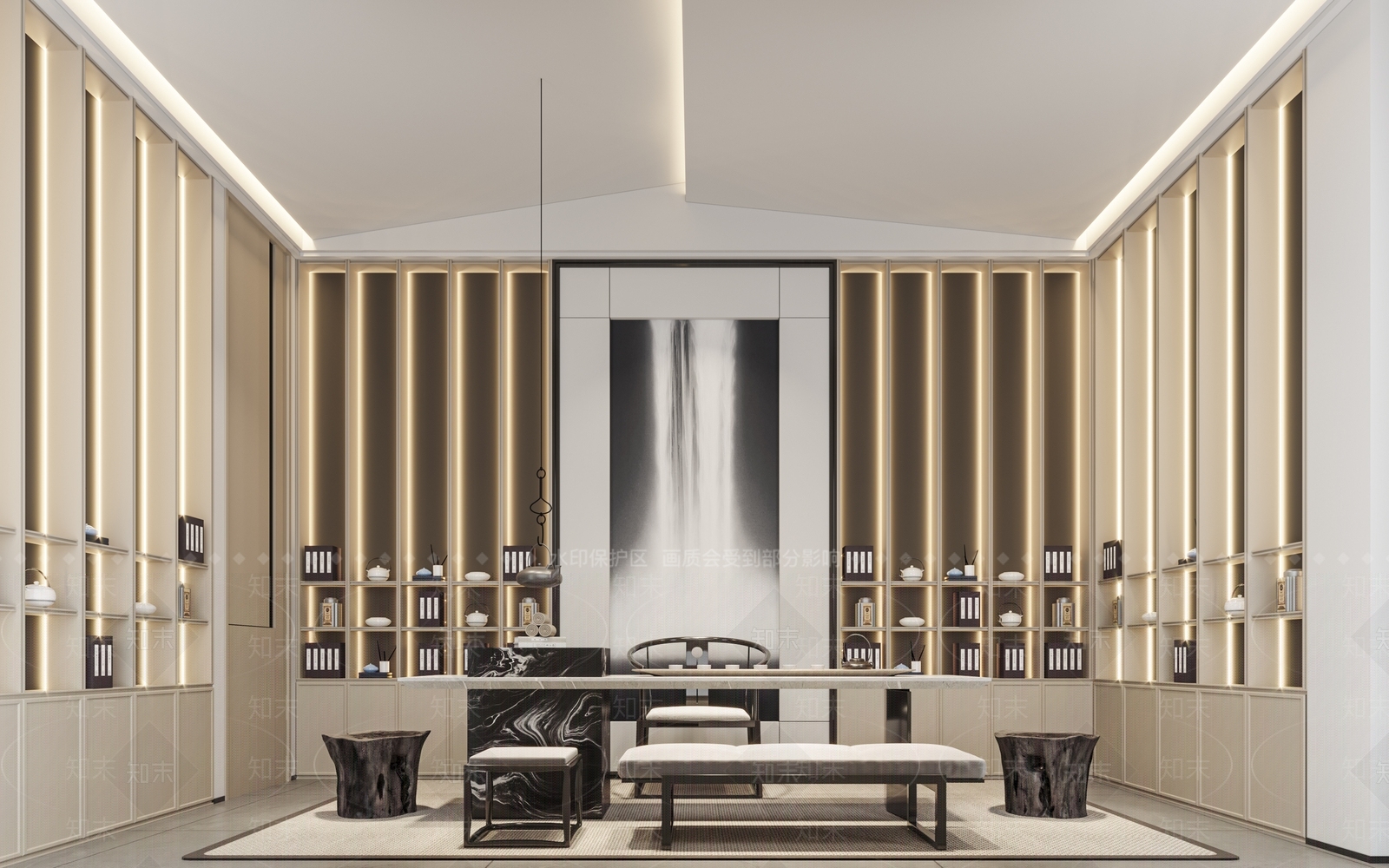 新中式家具茶室SU模型下载【ID:1125095421】