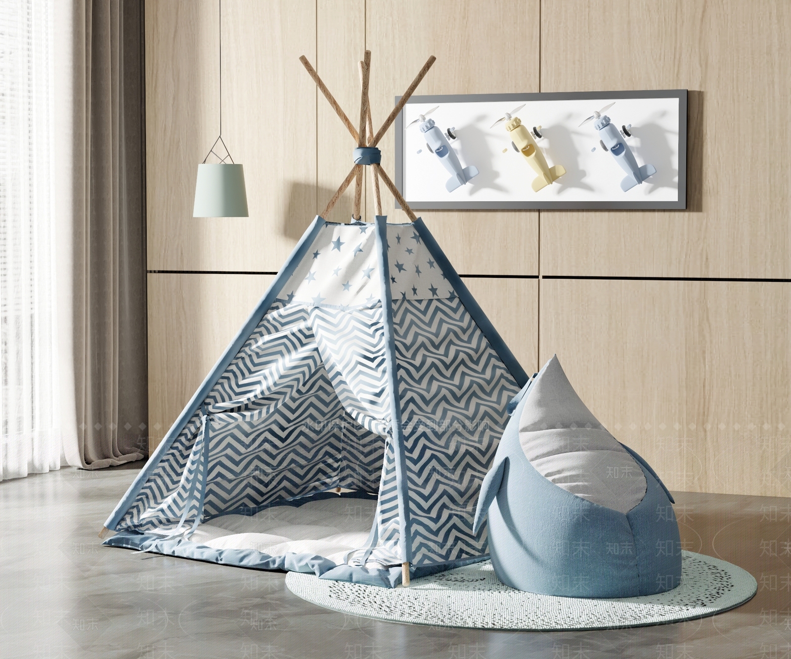 现代儿童房帐篷3D模型下载【ID:1125095534】