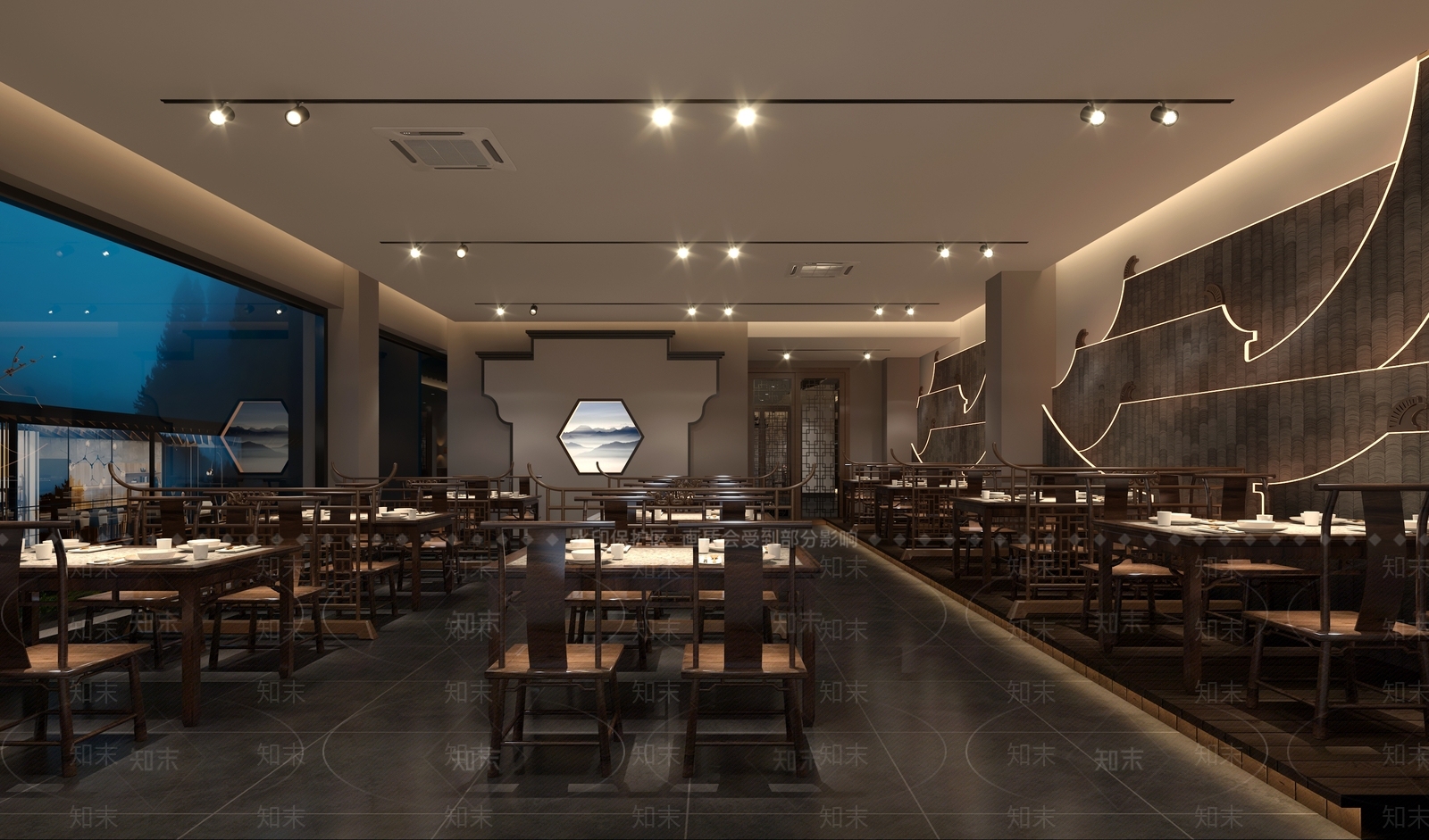 新中式徽派中餐厅3D模型下载【ID:1125098042】_知末3d模型网