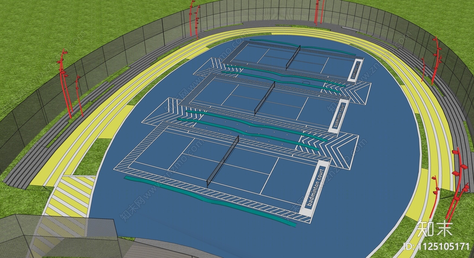现代羽毛球场SU模型下载【ID:1125105171】