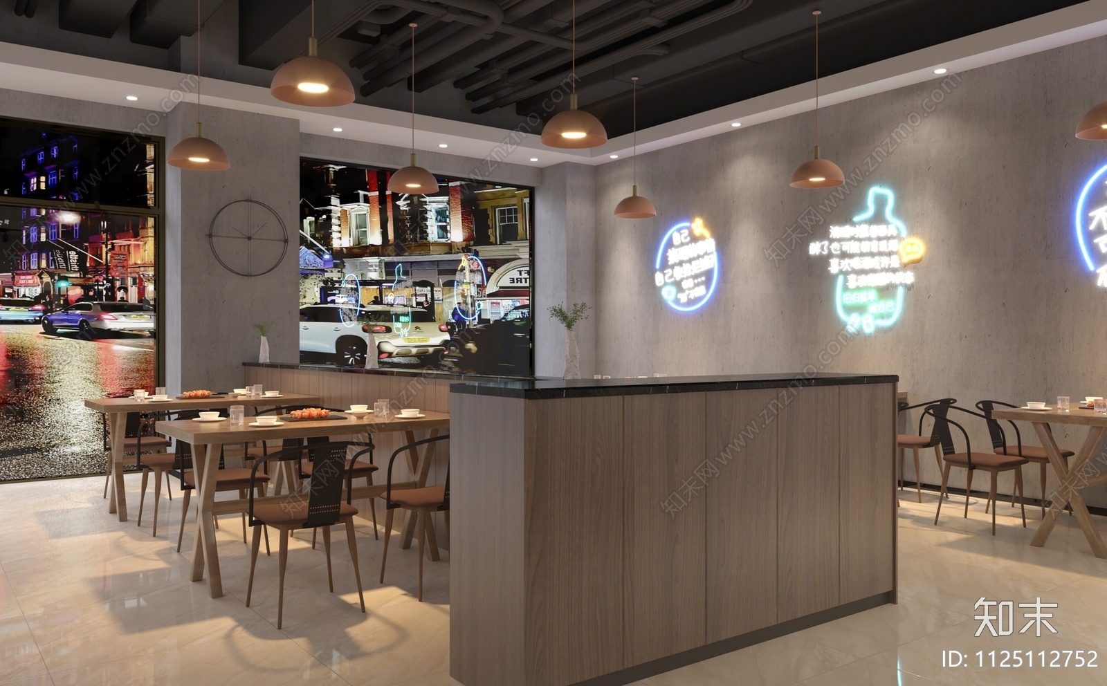 工业风烧烤店3D模型下载【ID:1125112752】