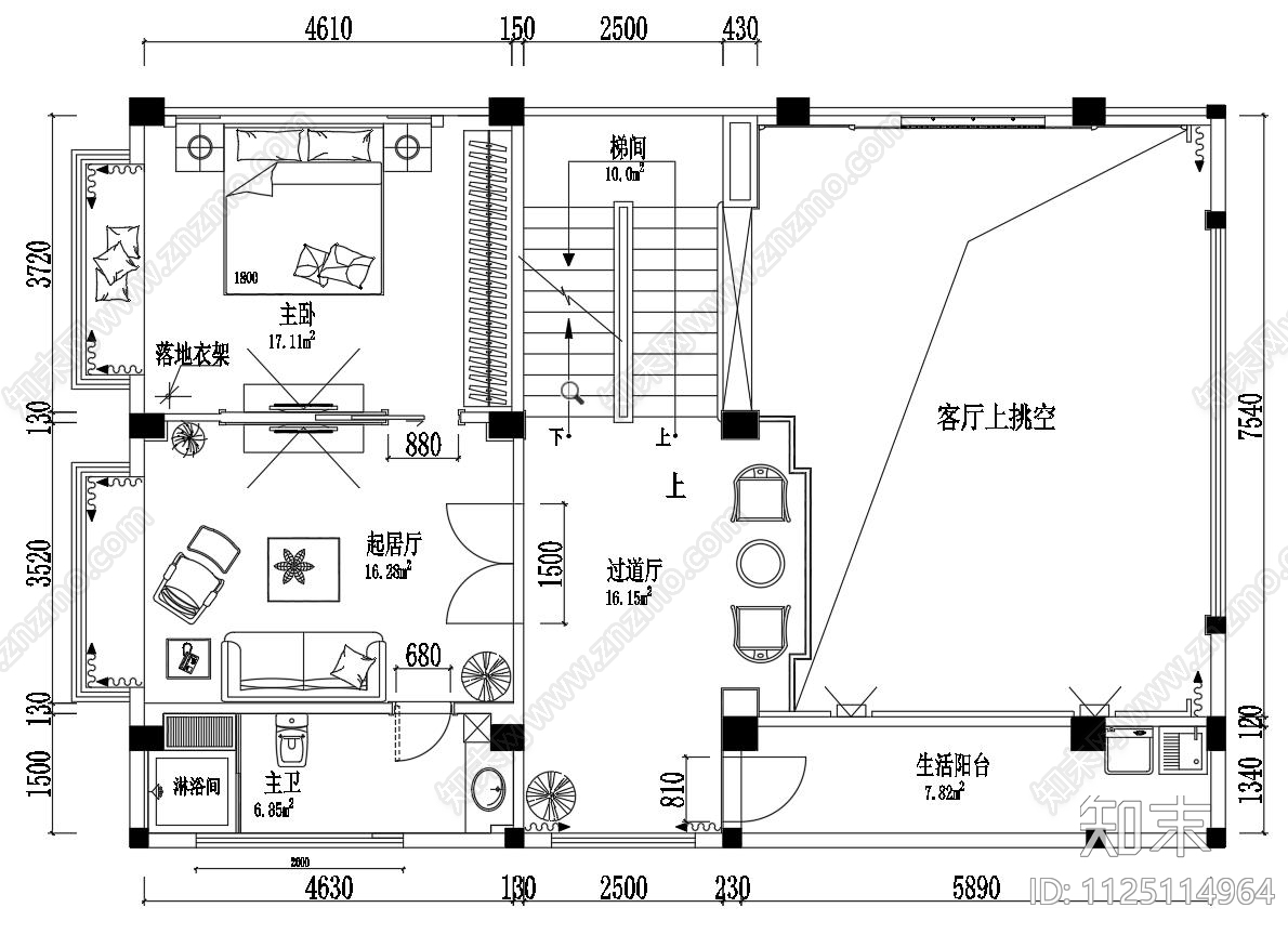 公寓cad施工图下载【ID:1125114964】
