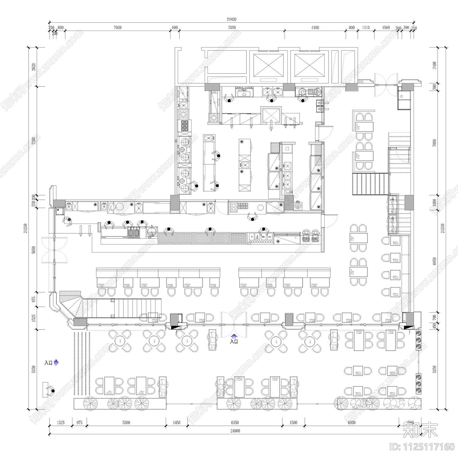 小酒馆平面布置图cad施工图下载【ID:1125117160】