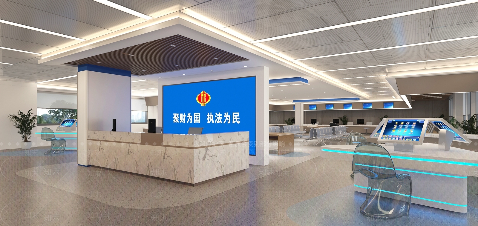 现代税务局服务大厅3D模型下载【ID:1125121041】