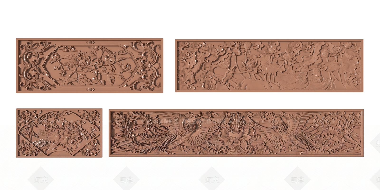 中式花鸟浮雕3D模型下载【ID:1141233795】