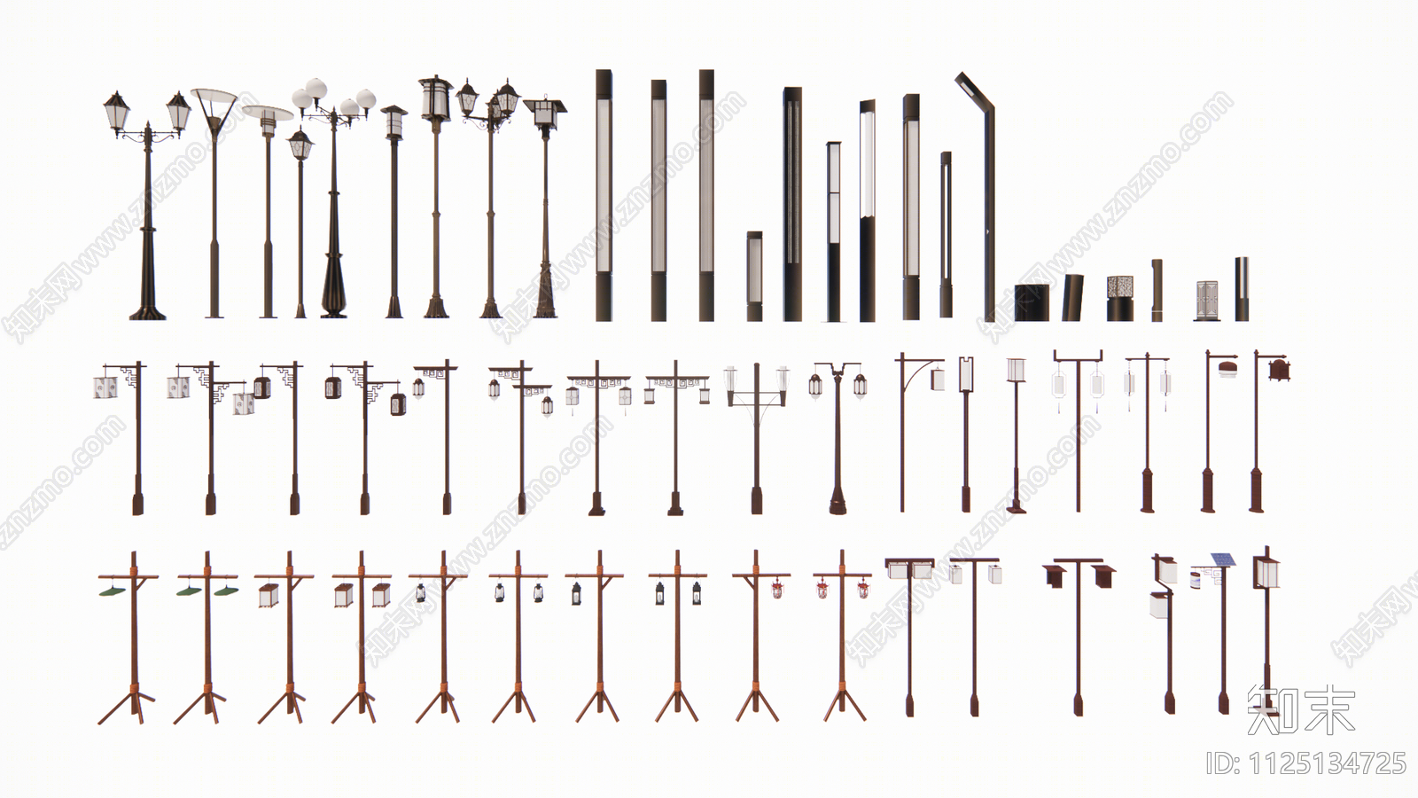 新中式景观路灯SU模型下载【ID:1125134725】
