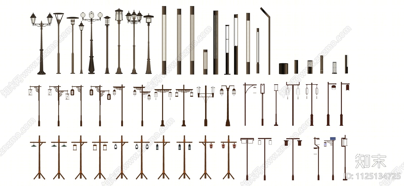 新中式景观路灯SU模型下载【ID:1125134725】