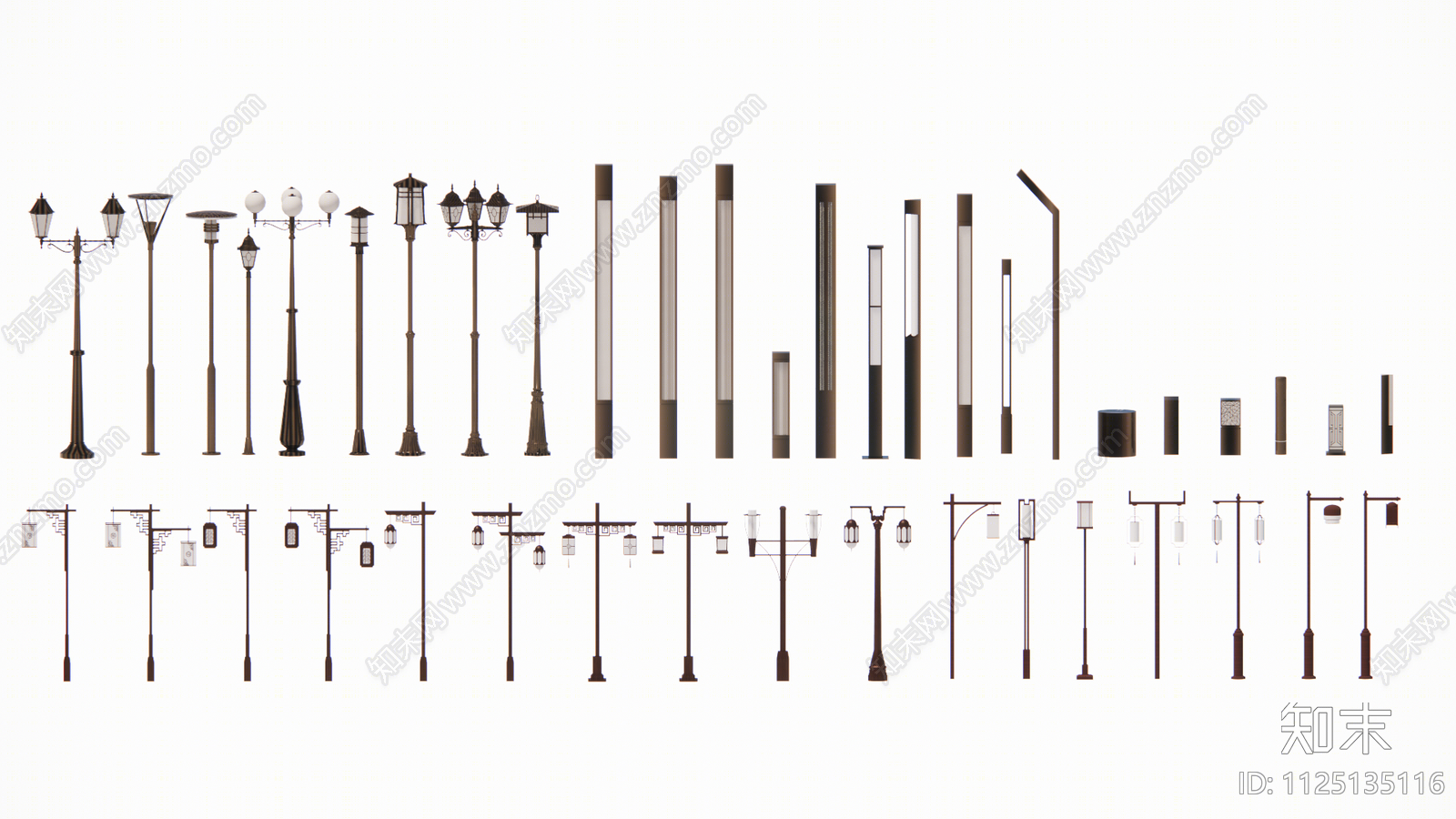 现代景观路灯SU模型下载【ID:1125135116】