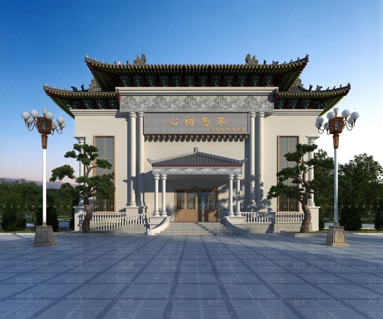 中式祠堂外观3D模型下载【ID:1125139839】