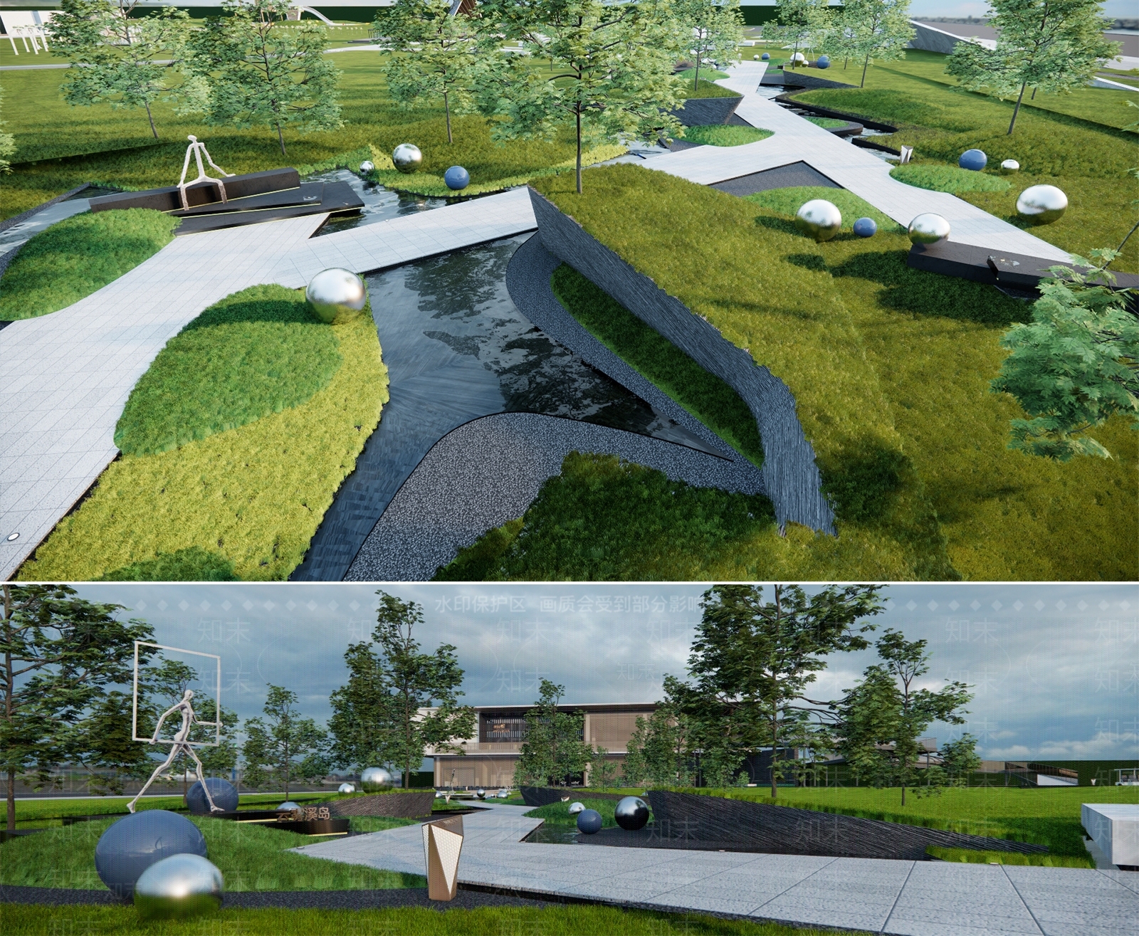 现代景观园路SU模型下载【ID:1125141180】
