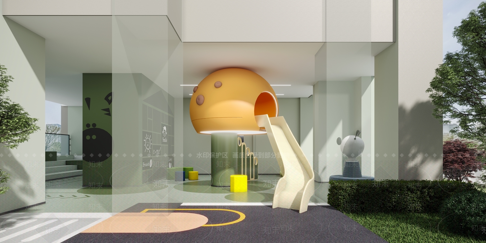 现代架空层儿童娱乐区3D模型下载【ID:1137072672】