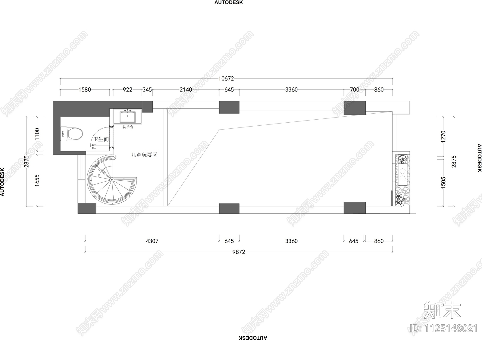 64m²两层服装店施工图下载【ID:1125148021】