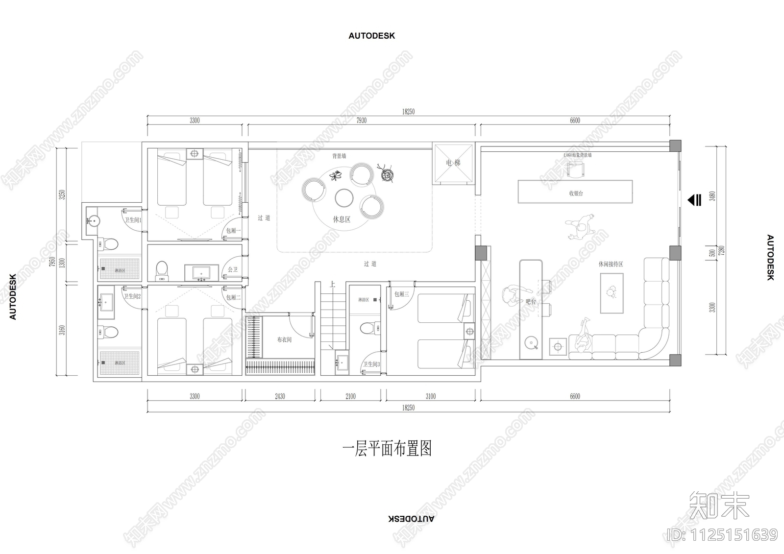 240m²足浴店平面方案cad施工图下载【ID:1125151639】