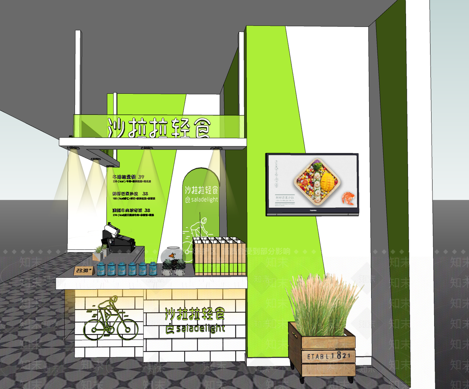 北欧快餐店SU模型下载【ID:1125159250】