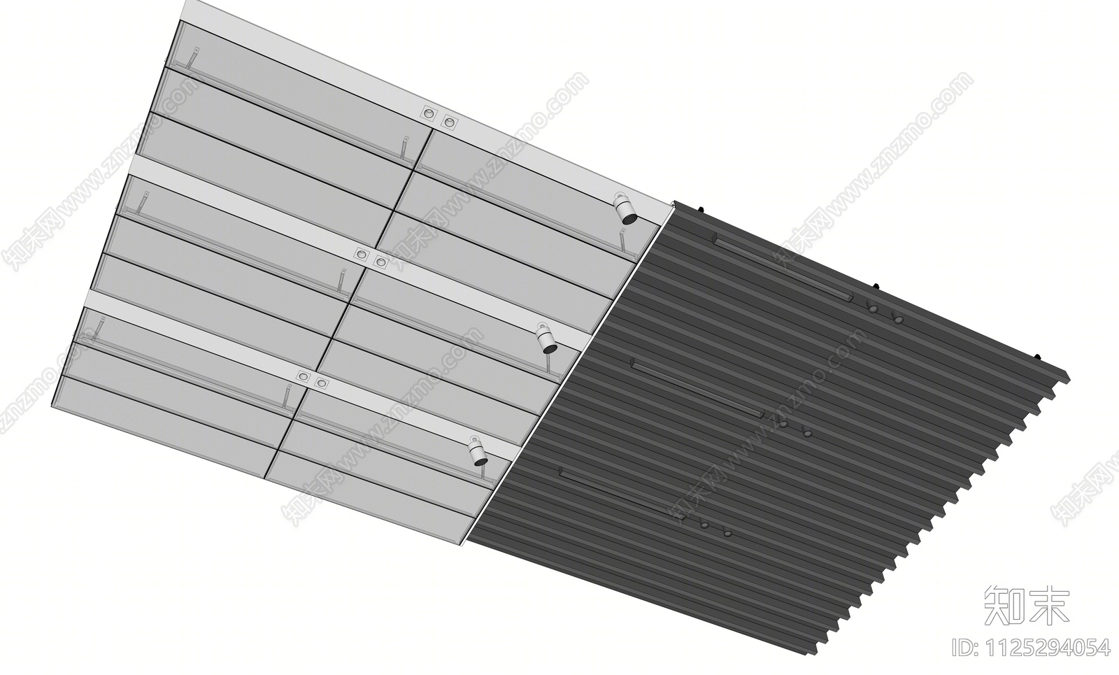 现代铝扣板多孔冲孔板吊顶SU模型下载【ID:1125294054】