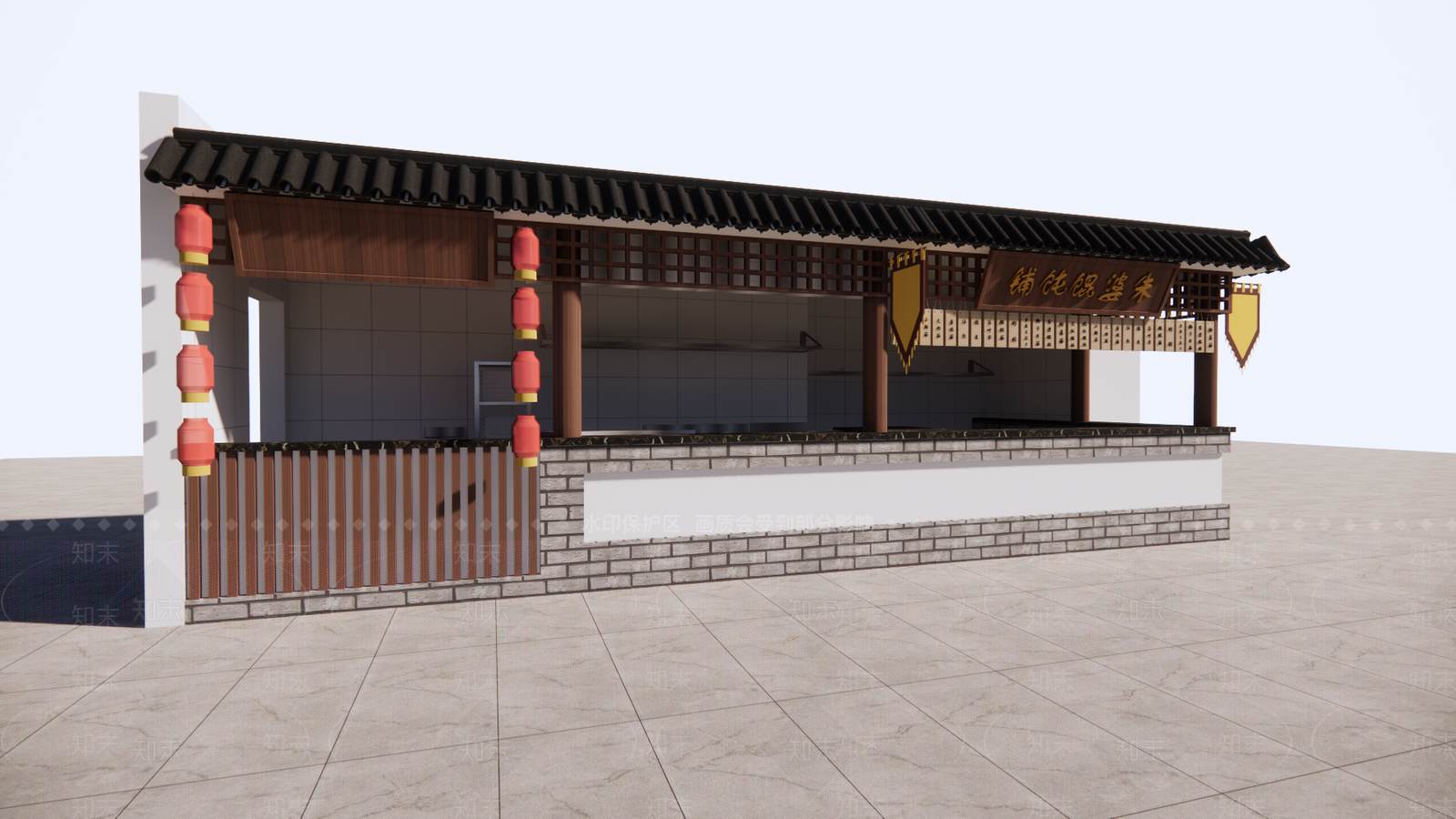 新中式快餐店SU模型下载【ID:1125161255】